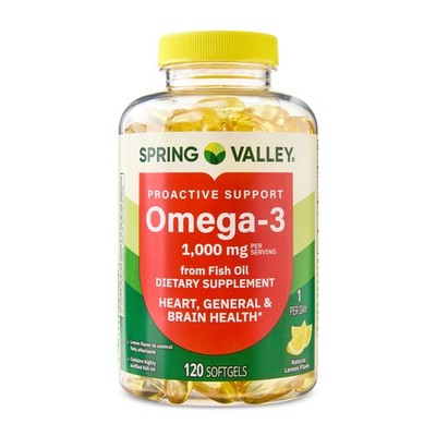 Spring Valley Omega-3 Fish Oil 1000mg - 120ct, Heart/Brain Health