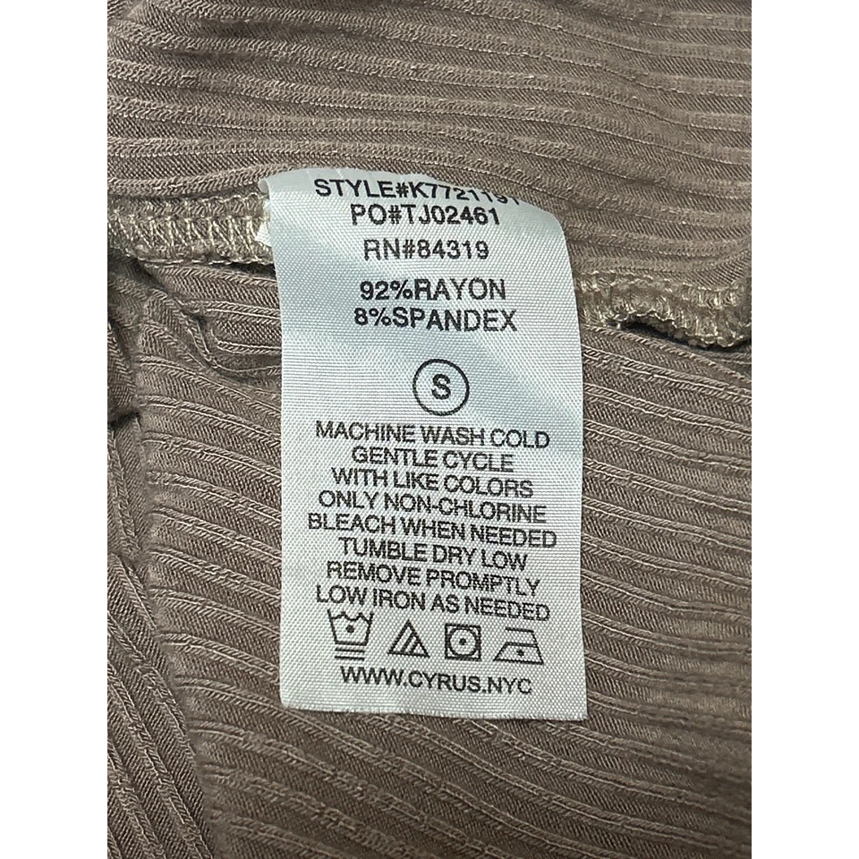 Camiseta Top Cyrus Mujer Beige Tostado Tejido Acanalado Manga Larga Cuello Cuadrado Talla S Foto 4 de 4