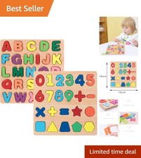 Safe 2-Piece Toddler Wooden Puzzles: Encourage Learning with Shapes  Letters