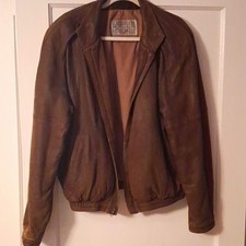 Expedition by Robert Comstock Men s Brown Leather Bomber Jacket Zip Lined 44