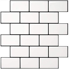 Art3d Peel and Stick Backsplash for Kitchen White Subway 10 Tiles, Thicker Desi