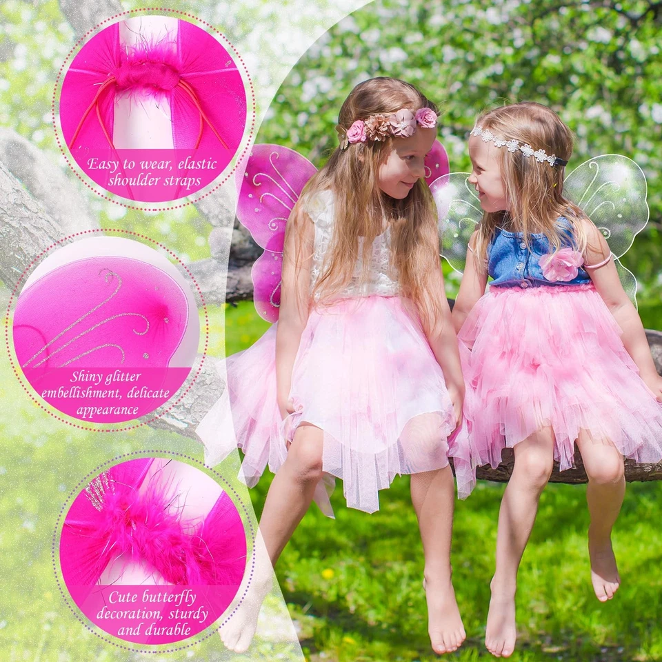 24 Piezas Alas de Hadas Niños A Granel, Alas de Disfraz de Ángel Mariposa para Niñas 20 x 21... Foto 4 de 4