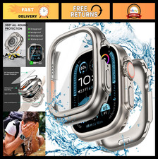 3-in-1 Waterproof Hard Case for Apple Watch 49mm - 360 Tempered Glass PC Bump