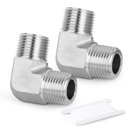 2PCS 304 Stainless Steel 90 Degree Barstock Street Elbow, 1/2 inch NPT Male F...
