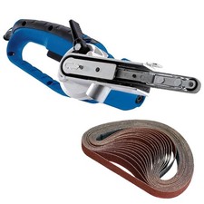Draper 56490 Mini Belt Sander 400W Power Finger File + 22pc 13mm Sanding Belts