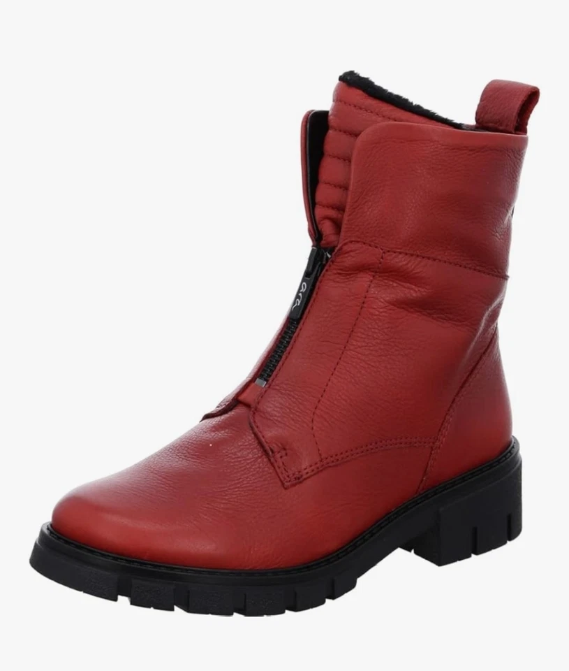 Botas de combate ARA Deon para mujer de cuero rojo con cremallera al tobillo talla 8 EE. UU. 6 UK Foto 2 de 4