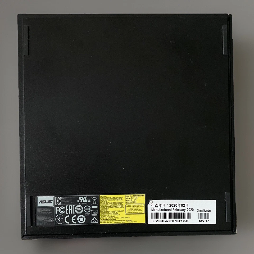 Asus External Drw Sdrw-08U7M-U, Usb, Black, Tested works great - Image 2 of 4