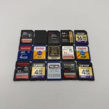 Lot of 15 Miscellaneous SD Cards Brands Include Sandisk Lexar - Untested - GC374
