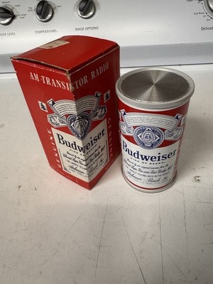 VINTAGE BUDWEISER BEER CAN TRANSISTOR AM RADIO WORKING