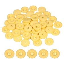 50pcs Sewing Button 30mm 4 Holes Resin Round Crafting Buttons, Yellow
