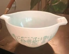 Vintage Pyrex Butterprint Turquoise Cinderella Mixing Bowl 441 1.5 Pt Amish Prin