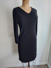 Lauren ralph lauren v-neck short knee length formal black dress 3/4 sleeve PS