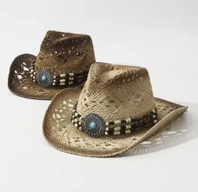 Chapeau de Paille Cowboy Western — Style Vintage Espagnol, Unisexe - Photo 1/4