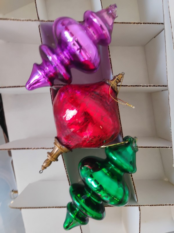 Three Vintage Heavy Glass Ornaments