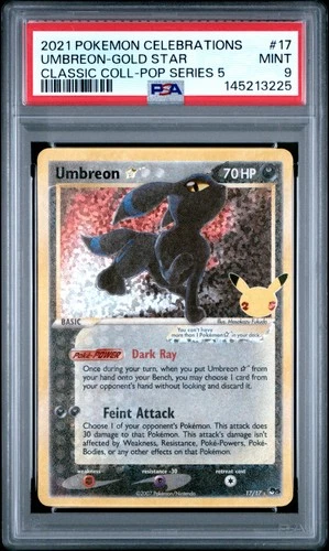 Pokemon Umbreon Gold Star Celebrations Classic Coll. POP Series 5 Holo 17 PSA 9