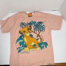 Disney The Lion King T-Shirt Kids Size M Pink Vintage 90s Simba Lion USA