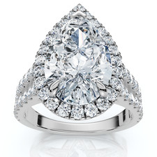Certified 3 3/4Ct Pear Shape Diamond Engagement Ring 14k Gold or Pt Lab Grown