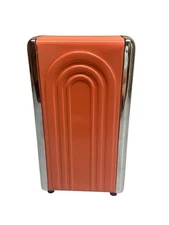 Vintage 1996 Homer Laughlin Fiesta Diner Napkin Dispenser Orange Chrome Metal