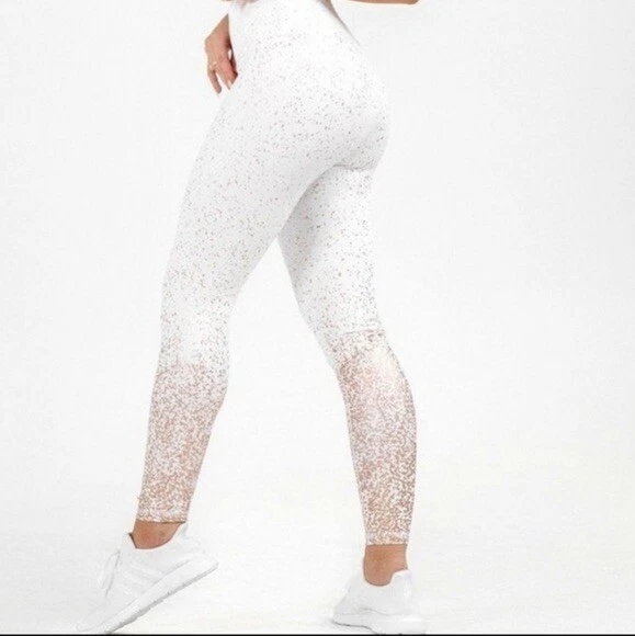 White and gold leggings cheap
