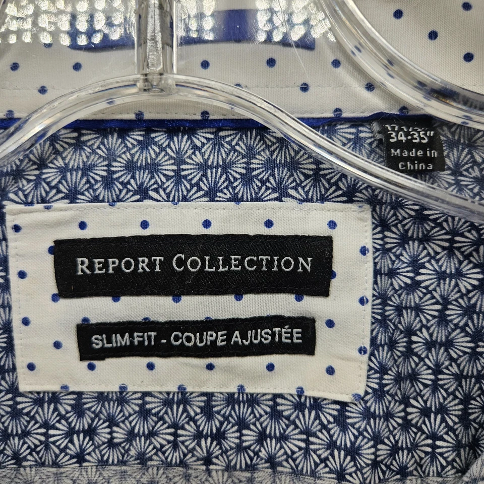 Camisa ajustada con botones Report Collection para hombre 17,5-34/35 azul manga larga Foto 2 de 4