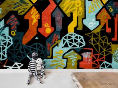 3D Arrow Geometry Graphics Graffiti Self-adhesive Removable Wallpaper Murals