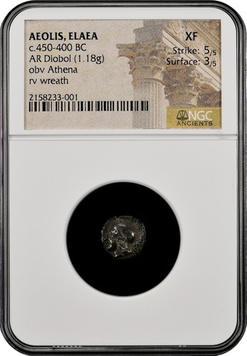 Aeolis, Elaea; 460-400 BC NGC 5/5 XF Diobol, 1.19g. 71 - Picture 4 of 6