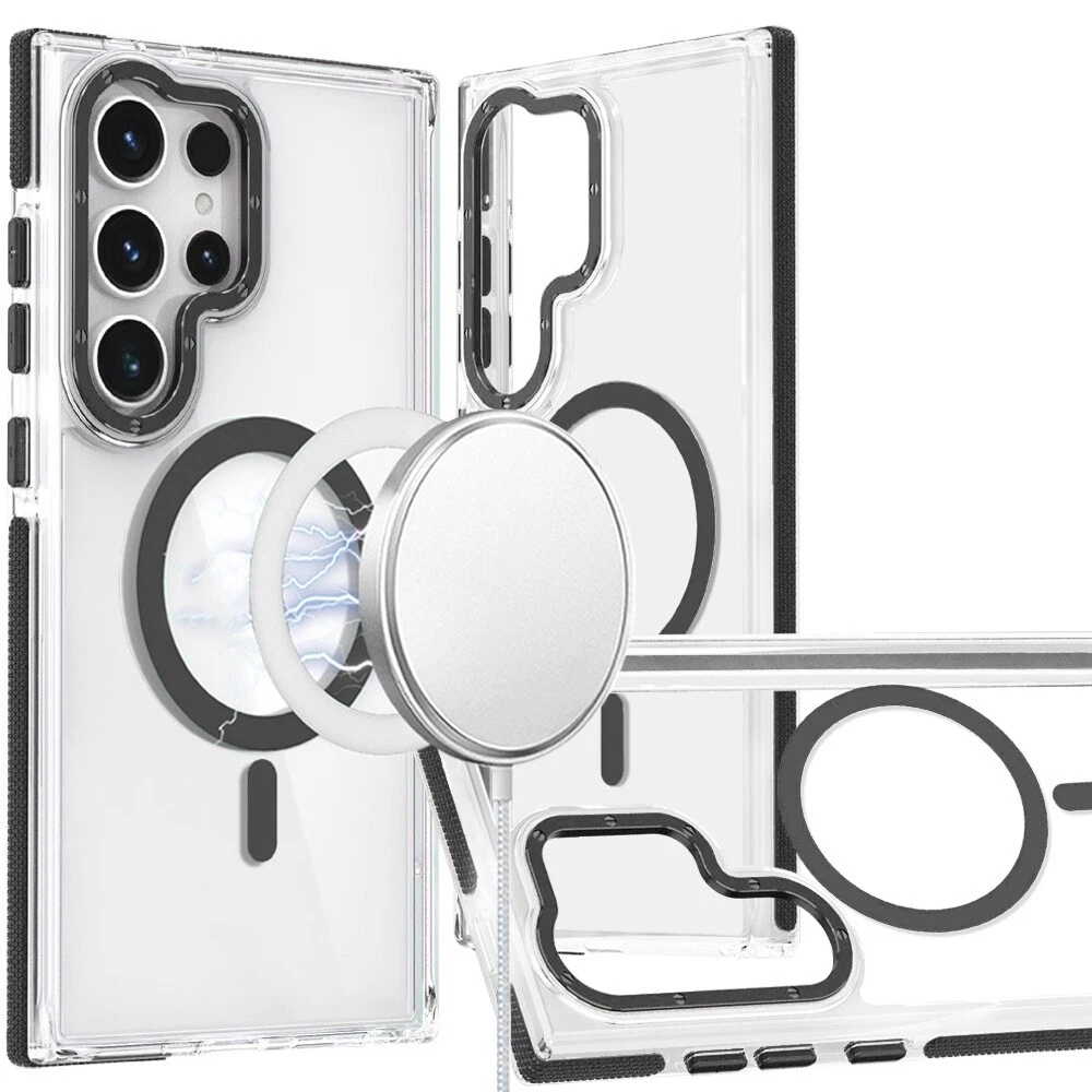 For Samsung S25 Ultra Case Magnetic Circle Color Matching Trim + Tempered Glass