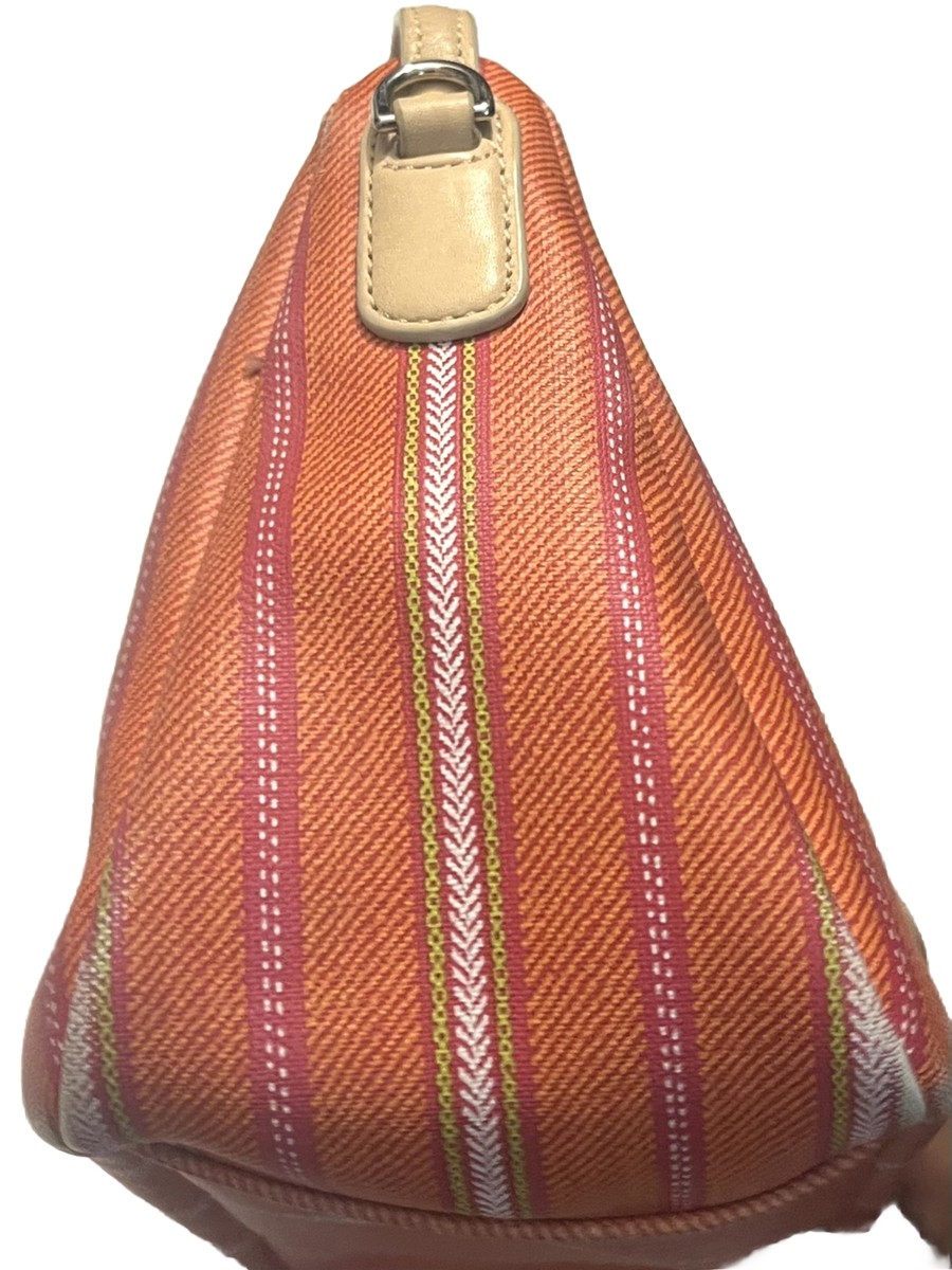 COACHメッセンジャーバッグ COACH STRIPE SIGNATURE HOBO SHOULDER BAG ORANGE 23468 ZIP FRONT