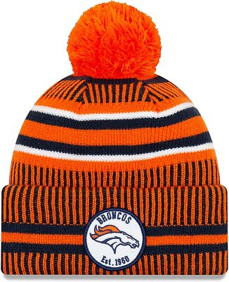 New Era Denver Broncos Circle Sport Knit Beanie Hat Cap With Pom - Team Colors