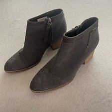Toms Boots Womens 8.5 Loren Casual Zip Ankle Bootie 10014173 Gray Suede Heels