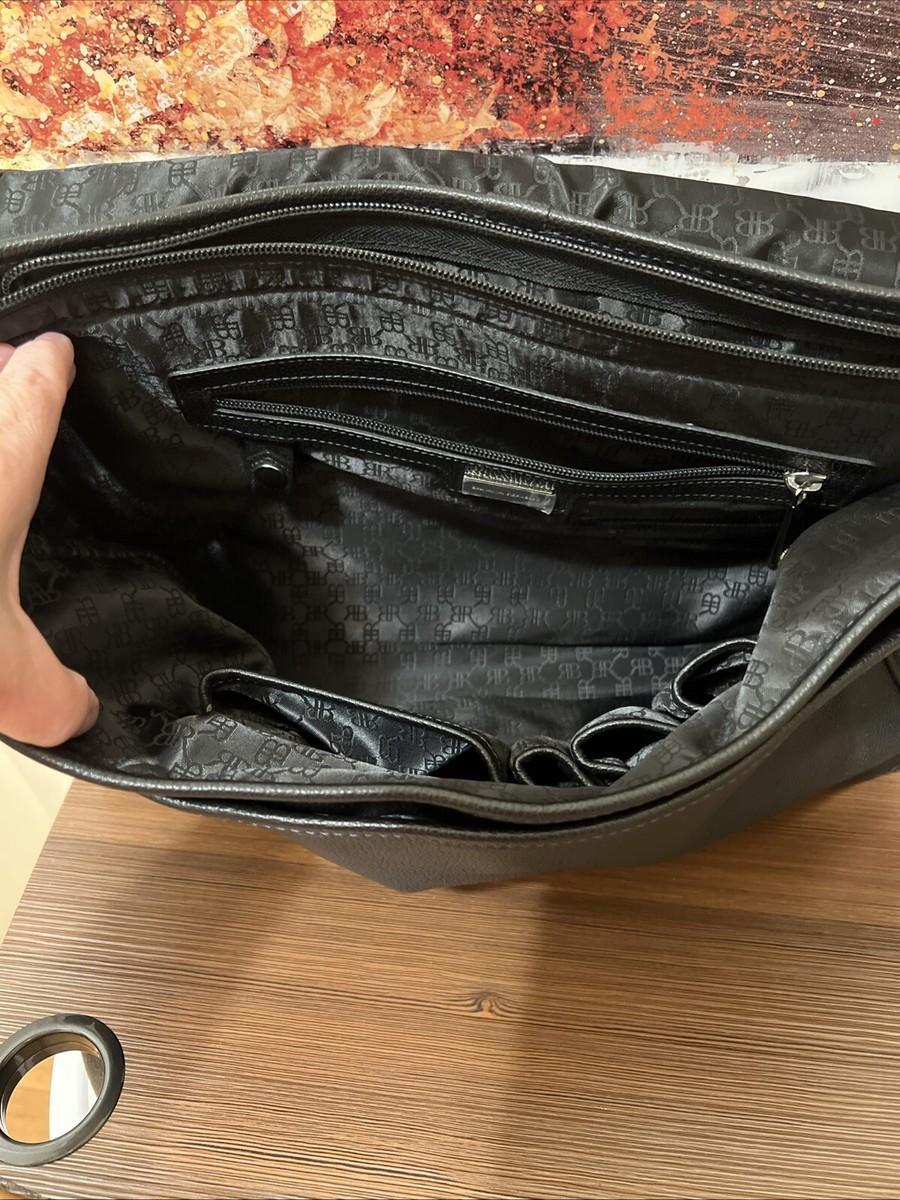 Banana Republic Black Leather Work Messenger Briefcase Laptop Bag