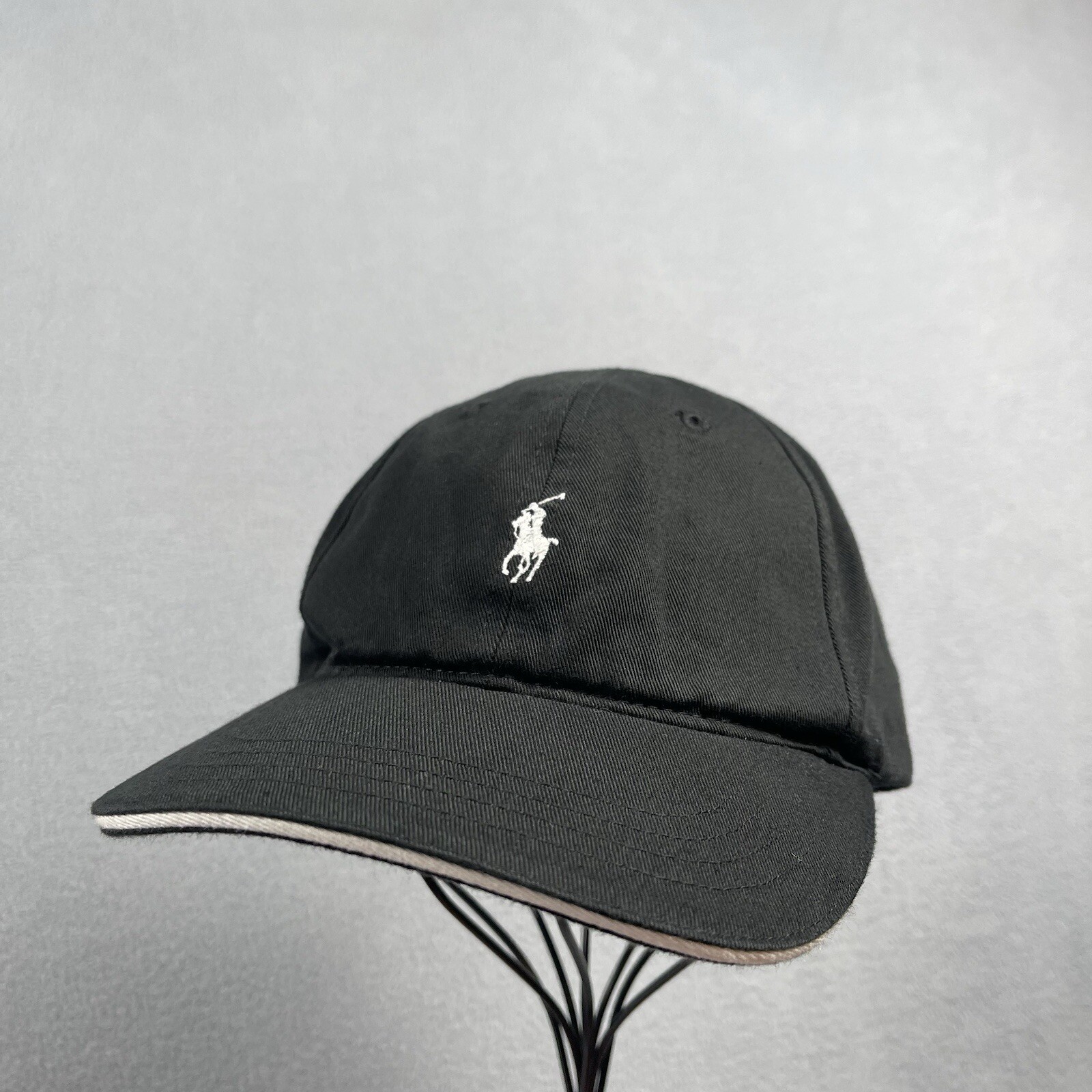 Cappello Polo Golf Cab Nero Strapback Adulto Taglia Unica Classico Pony Regolabile