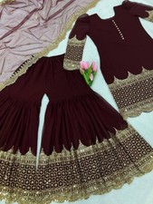 Bollywood Style Faux Georgette Top Palazzo With Fancy Dupatta For Party Wear