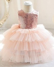 Shein Ka Qinini Baby Pink Tween Girls Sequin Tulle Formal Wedding Dress Sz 8Y 8
