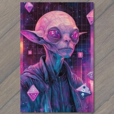 FLATCARD Alien Creature Moonlight Crypto Galaxy Sci-Fi Business Suit Geometric
