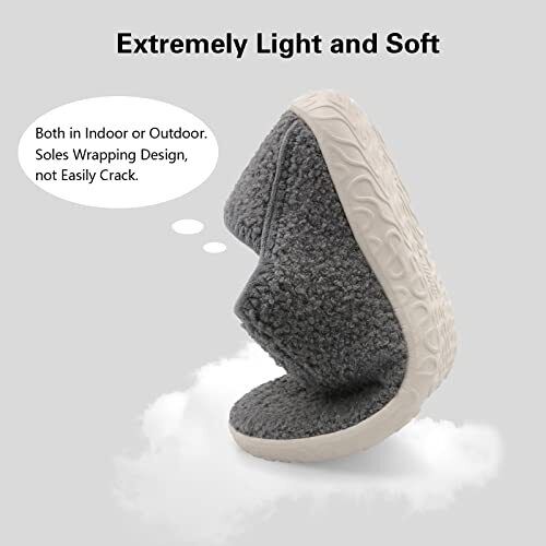 Fuzzy House Slippers for Women Men Indoor 8.5-9.5 Women/6.5-7.5 Men Ty1 Grey - Picture 4 of 7