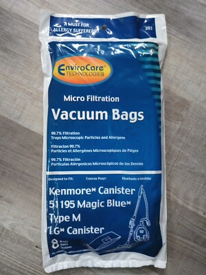 ENVIROCARE 99.7% Micro Filtration 8 Bag Pack #203 Fit Kenmore/LG Canisters