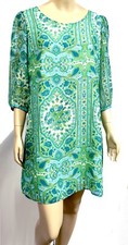 NWT Ana Mod Green Vintage Scarf Shift Dress L
