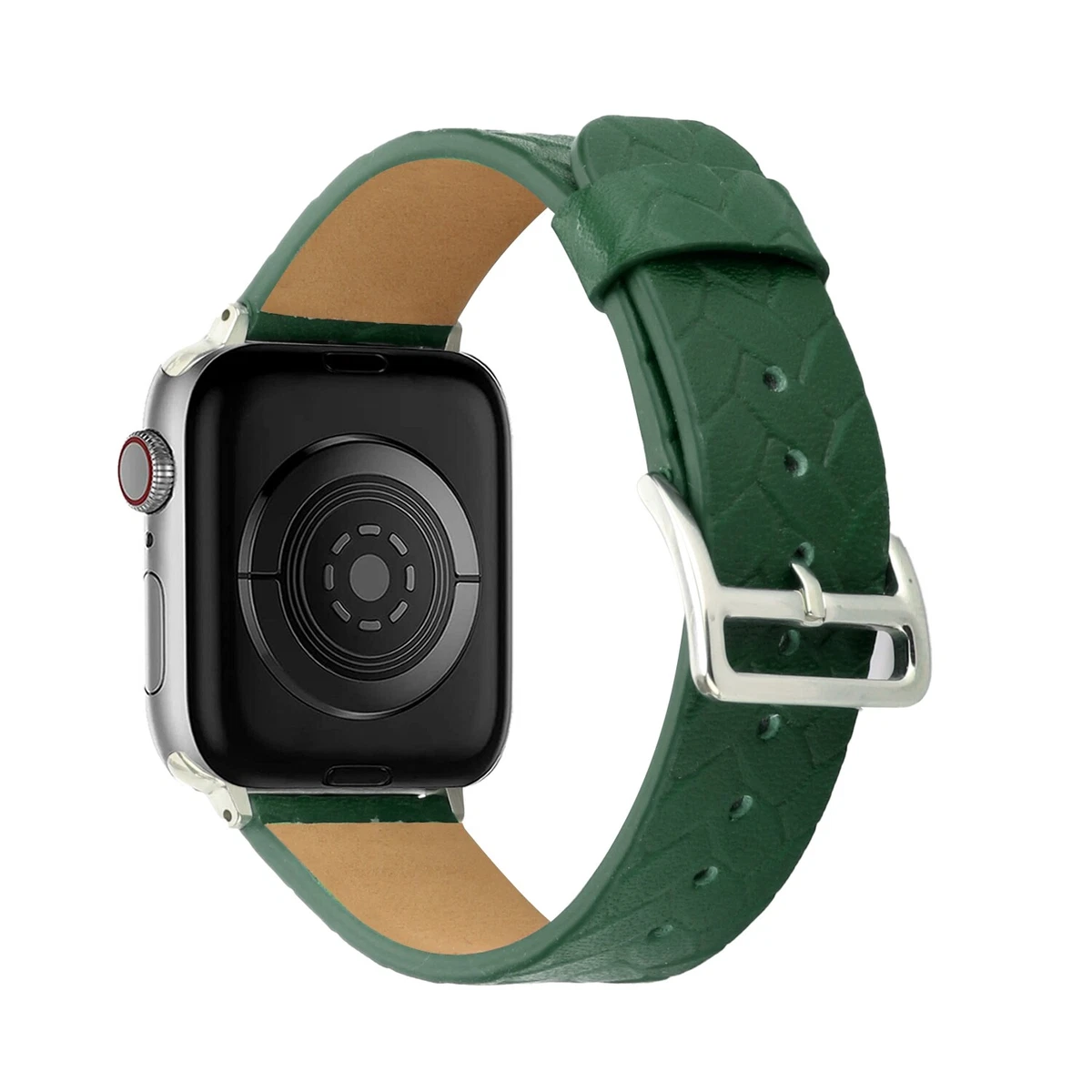 For Apple Watch Size 38 40 41mm Criss Cross Design Leather Watch Band Green