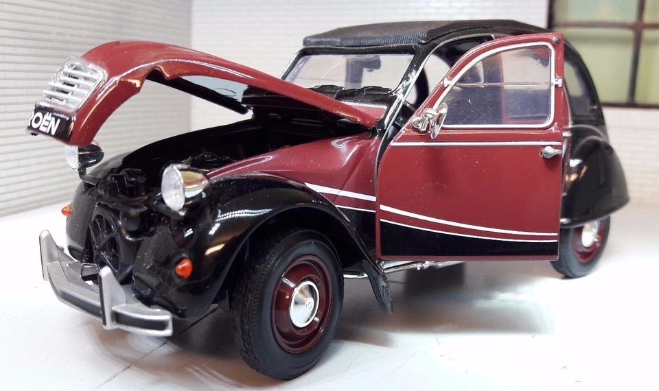 1:24 Citroen 2CV Charleston Maroon Welly Diecast V Detailed Model G LGB Scale  - Image 1 of 4