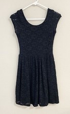 Love…Ady Womens Dress Short Sleevelesss Eyelet Floral Black Rose Size S Lined