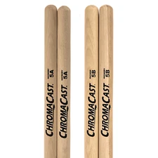 ChromaCast 5A & 5B USA Made, Wood Tipped, Hickory Drumsticks | 2 Pairs