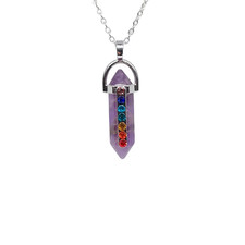 USA Seller Natural 7 Chakra Amethyst Purple Stone Necklace Agate Healing Crystal