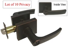 10 Oil Rubbed Bronze Square Plate Privacy Door Handle lever bedroom  Knobs Locks