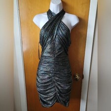 Zara Draped Crossover Halter Neck Mini Dress Size Small