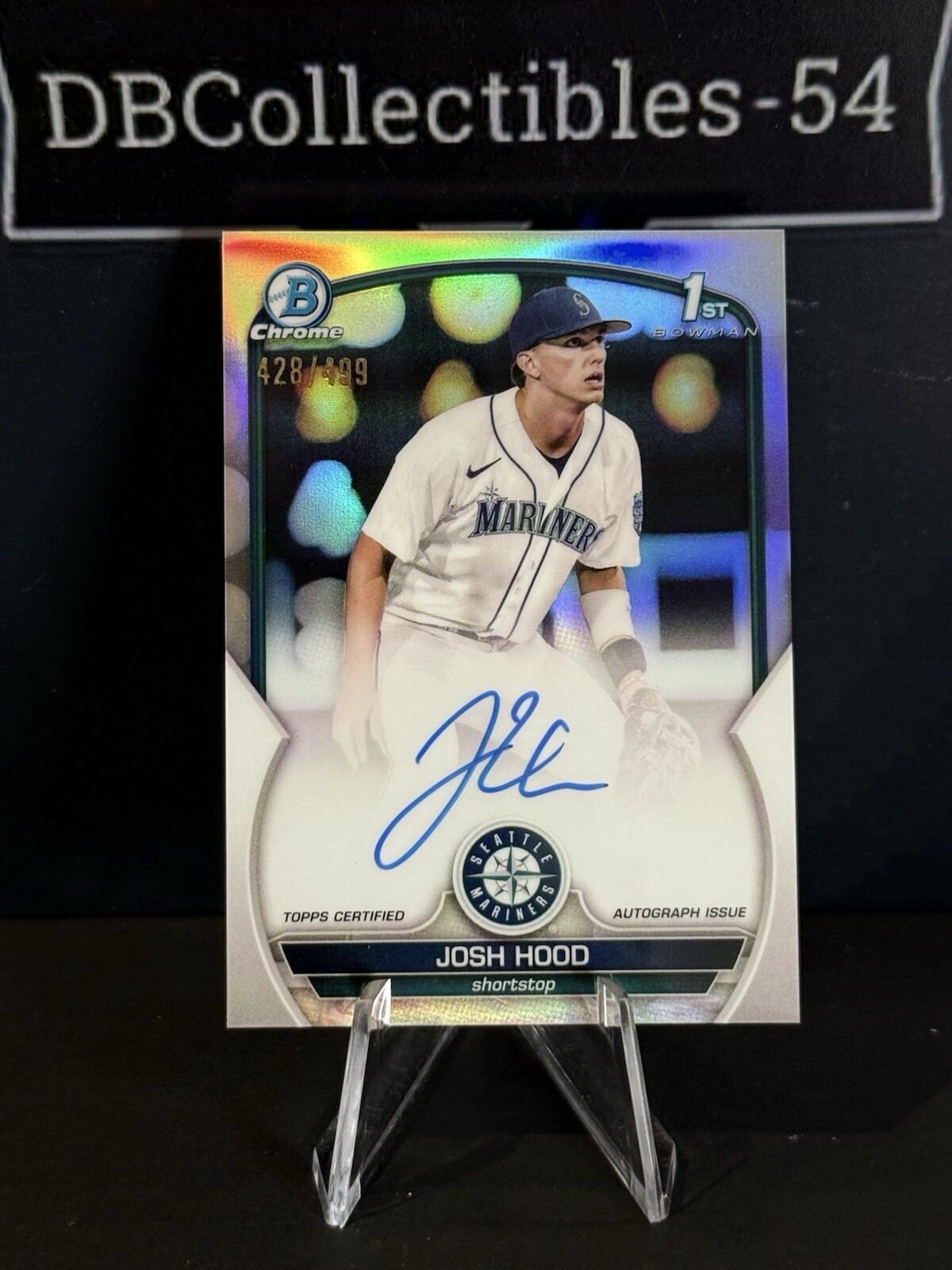 2023 Bowman Chrome Josh Hood 1st Refractor Auto 428/499 Seattle Mariners