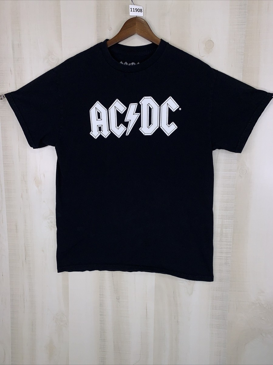 AC/DC Black White Logo Band Cotton T Shirt Adult Medium