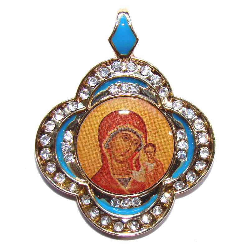 Pendentif Vierge De Kazan - Bijou Chrétien Orthodoxe Russe En Plaqué Or, Neuf Étiqueté