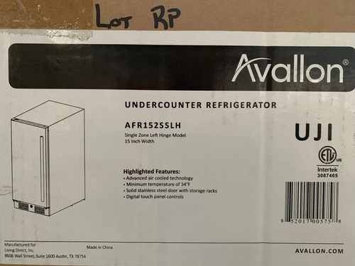 Avallon AFR152SSLH 15" Left Hinge Compact Undercounter Refrigerator - Stainless - Picture 2 of 3