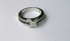 PRETTY STERLING SILVER 925 BLACK STONE CZ RING SIZE 8 FAS